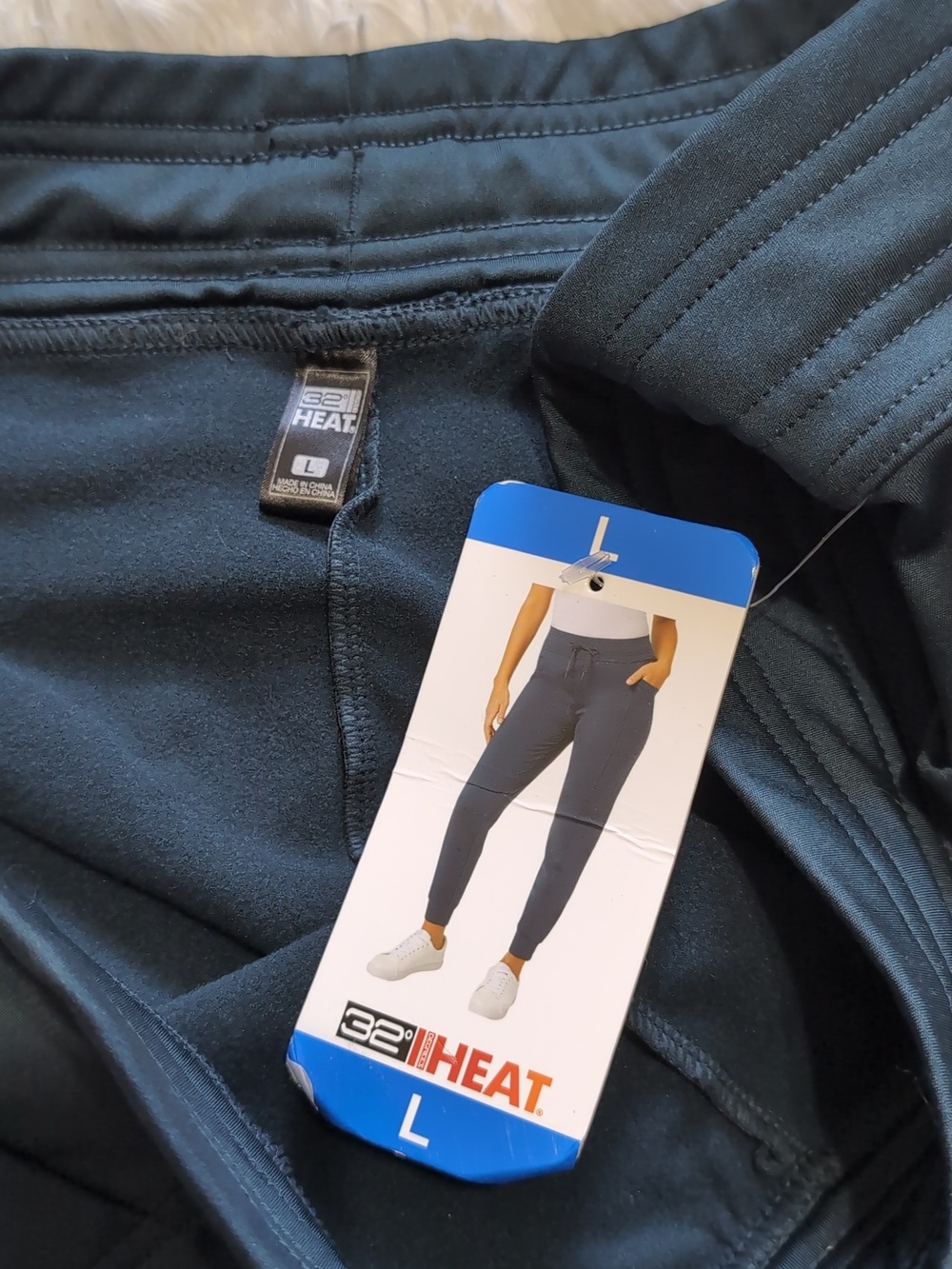 NWT 32 Degrees Teal High Waisted Heat Tech Fleece Lined Jogger Pants Size Large - Picture 7 of 13